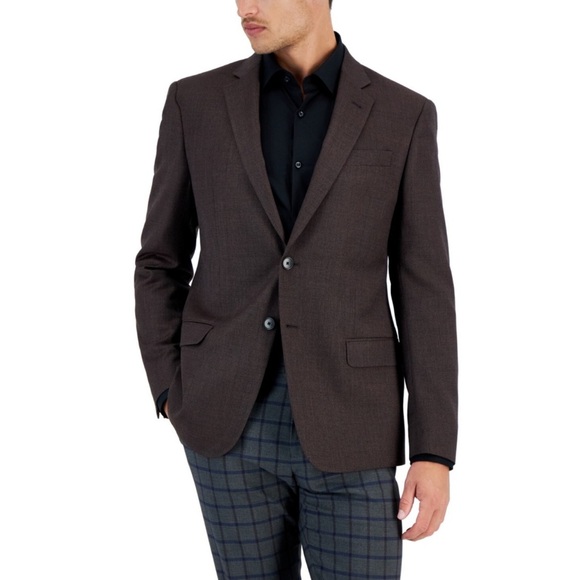 NWT Calvin Klein wool brown blazer coat extreme slim fit 44 - Picture 1 of 13